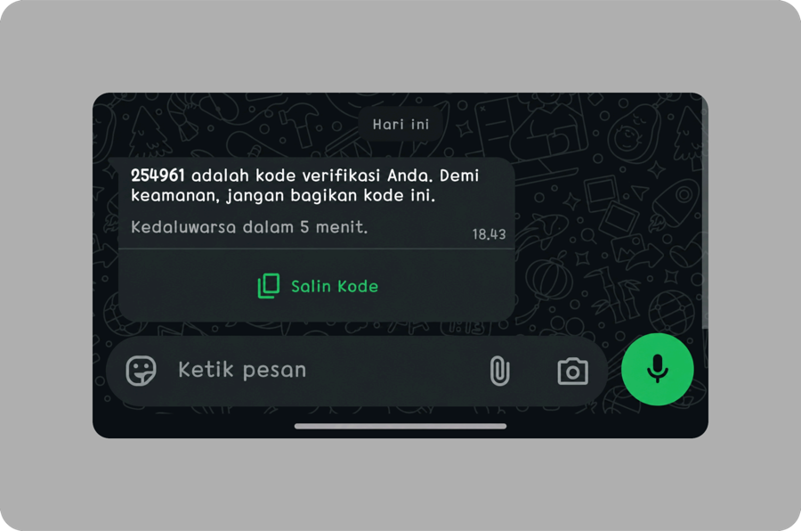 Kode OTP di WhatsApp